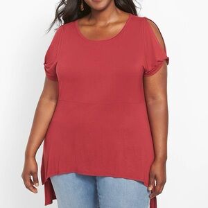 Lane Bryant Swing Boatneck Babydoll Tunic With Cutout Twist Detail. Size 30/32